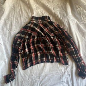 forever 21 red and black cropped flannel